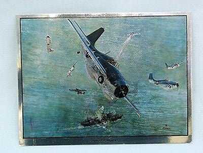 Vintage John Berkey Navy F4F Wildcat WWII Planes Color Foil Etch Print