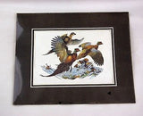 Vintage 1970's Fred Sweney Ring Necked Pheasants Color Foil Etch Matted Print 1