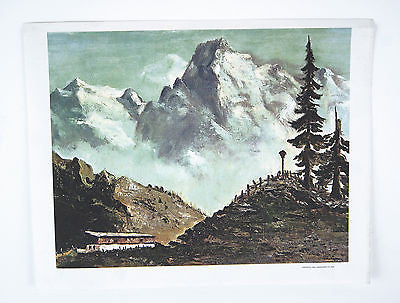 Vintage 1969 Dwight D. Eisenhower Austrian Mountain Scene Canvas Print