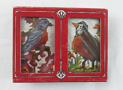 Vintage 1970's Hoyle Bluebird and Robin Embroidery Style Playing Card Set