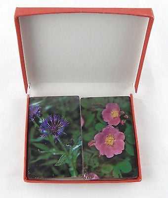 Vintage 1970's Trump Bachelor Button and Pink Primrose Floral Playing Cards Set