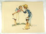 Vintage 1970's Norman Rockwell Young Love Embossed Two Print Set
