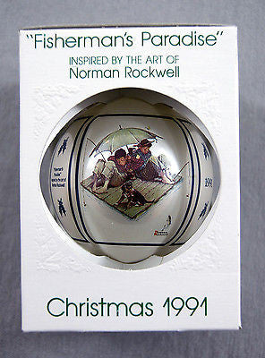 Vintage Norman Rockwell 1991 Limited Edition Fisherman's Paradise Ornament