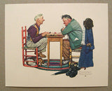 Vintage 1970's Norman Rockwell Last Move Old Sports Series Embossed Print 2