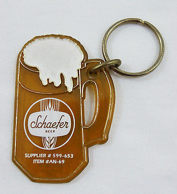 Vintage 1982 Schaefer Beer White Keychain Key Chain  Key Fob
