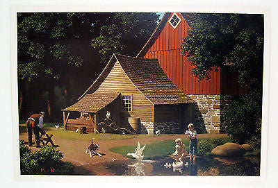 Vintage Paul Detlefsen Memories Barn Farm Scene Large Format Print