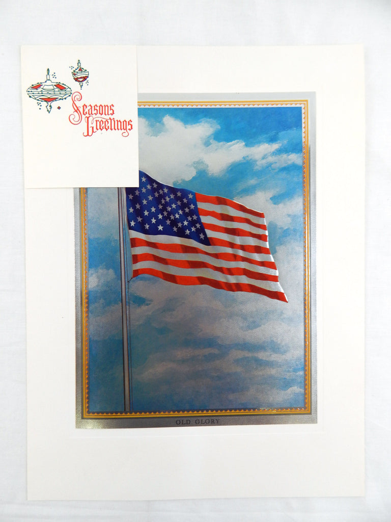 Vintage 1970's Old Glory American U.S. Flag Foil Etch Print