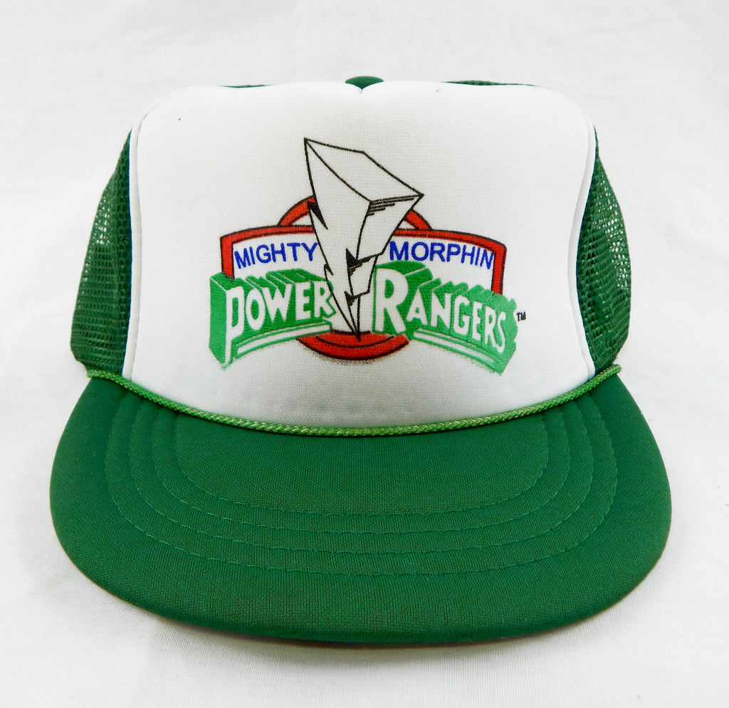 Vintage 1990's Mighty Morphin Power Rangers Green Mesh Youth Trucker Hat